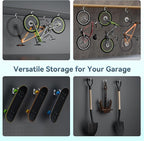 Bike Hooks for Garage Ceiling Storage Racks, 4 Pack Heavy-Duty Steel Thickened Flat Hooks, Supports Up to 50 lbs, Bike Hanger Add-On Overhead Garage Storage Rack & Wall Shelving, White