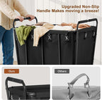 Hoctieon Large Laundry Cart with Wheels, 400L Heavy Duty Laundry Basket Organizer, Rolling Hamper Sorter for Clothes Storage, Industrial Dirty Clothes Hamper for Home & Hotel, Black