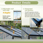 Large Walk-in Clear Polycarbonate Greenhouse with Rain Gutters & Adjustable Roof Vent - Sturdy Aluminum Frame Outdoor Plant House for Vegetable, Flower & Garden Growth-Outbuilding (6x12 ft)