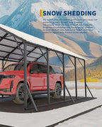 Garvee 13x21 ft Metal Carport Kit, 120° Steep-Pitch Vertical Roof for Snow Shedding, 133" High-Clearance Full-Sized Pickup & Van Shelter, Heavy-Duty Metal Car Port with Reinforced Frame
