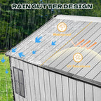 8 x 8 FT Resin Outdoor Storage Shed, All-Weather Plastic Garden Shed with Floor, Lockable Doors & Windows, Plastic Tool Shed for Backyard, Patio, Poolside