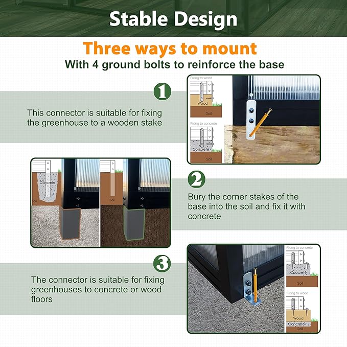 Large Walk-in Clear Polycarbonate Greenhouse with Rain Gutters & Adjustable Roof Vent - Sturdy Aluminum Frame Outdoor Plant House for Vegetable, Flower & Garden Growth-Outbuilding (8x12 ft)