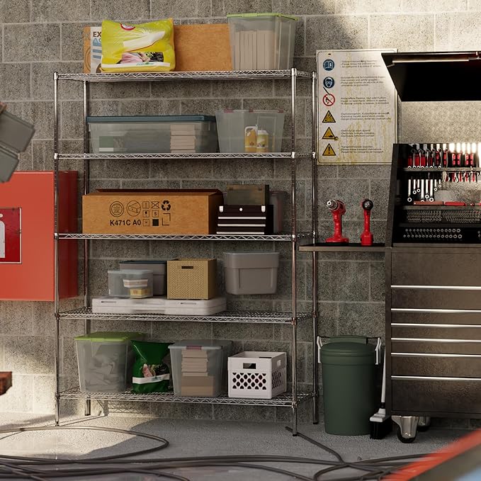 21" Deep x 60" Wide x 86" Height Wire Shelving Kit | 5-Tier | NSF Commercial Storage Rack Unit