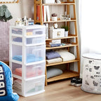 HOMZ 5-Drawer Storage Cart, Clear Plastic Drawers, 14.25" Wide Medium, White Frame - Organizing Drawer Containers for Home, Bathroom, Bedroom, Office, and Classroom