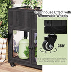 Patio 35.4"x17.7"x37.4" Mini Wood Cold Frame, Compact 2 Doors Garden Greenhouse with Wheels, Raised Bed with Liner for Indoor Outdoor Use, Black