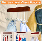 4Pcs Anti Slip Multi Hook Coat Racks,Bra Hangers for Closet Organizer with 8 Hooks 360 °Swivel Belt Hanger for Closet for Belt, Tie, Tank Top, Bra, Scarf (Brown)