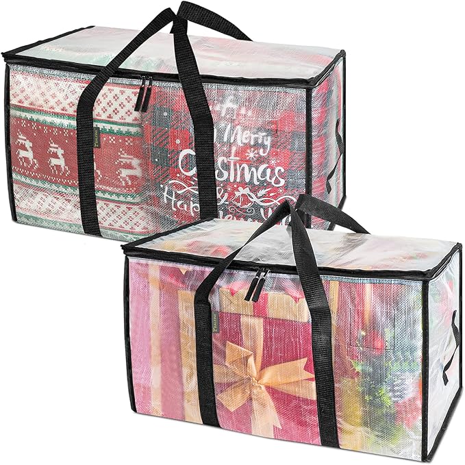 BALEINE 2-Pack Oversized Moving Bags with Reinforced Handles, Heavy-Duty Storage Tote for Clothes, Moving Supplies (Clear, 2-Pack)