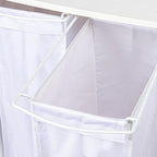 Household Essentials 3-Bag Laundry Center, Smooth Laminate Shelving, Sturdy Steel Frame, White