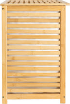 Household Essentials Bamboo and Cotton Double Laundry Sorter with Lid and Removable Cotton Bags, Natural