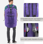 BeeGreen Laundry-Bag-Backpack-Heavy-Duty, Purple Nylon Drawstring Portable Laundry Foldable Extra Large Dirty Clothes Travel Bag with Handle College Dorm Apartment Essentials