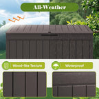 Flamaker Outdoor Storage Box 80 Gallon Resin Waterproof Deck Box Delivery Box with Wood Texture Large Storage Bin for Patio Cushions (Brown)