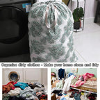 Extra Large Laundry Bag with Drawstring and Handle, Heavy Duty Travel Dirty Clothes Bag for Laundromat and Household, Durable Rip-Stop Laundry Hamper Liner, 28 x 40 Inch, Bamboo