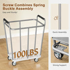 Hoctieon Large Laundry Cart with Wheels, 300L Heavy Duty Laundry Basket Organizer, Rolling Hamper Sorter for Clothes Storage, Industrial Dirty Clothes Hamper for Home & Hotel, Gray