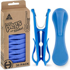 The Smartest Heavy Duty Clothespins with Hooks (30 Pack Bright Blue) - Hang 3 Garments at Once with Our Tough, Dual Hooks Clothes Pins with Anti-Rust Spring - Durable, Colorful Clothespins