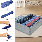 PINGMIC Gray Sock Organizer Divider 4 Pack with Lid - 30 Cell Foldable Closet Storage, Tie Organizer For Men Boxes for Socks, Ties, Belts