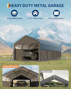 Garvee 12x20x9 ft Metal Carport Enclosed, Car Ports with Heavy Duty 220 g Tarp Gable End Doors and Sidewalls, All-Weather Carport for Full-Size Pickup Trucks, Bass Boats, and Tractors