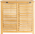 Household Essentials Bamboo and Cotton Double Laundry Sorter with Lid and Removable Cotton Bags, Natural