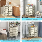 Giantex 10 Drawers Rolling Cart, Classroom Organizers, Storage Cart with Wheels, for Teacher Office Home School Supplies Tool Craft Art Paper, Ivory Color