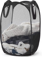 DecorRack 1 Pack Mesh Pop Up Laundry Hamper, Lightweight Foldable Clothes Basket with Easy Carry Handles, Durable Mesh Design for Air Circulation and Simple Storage, Black (1 Pack)