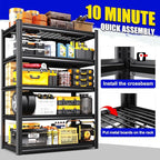 4 Pack Storage Shelves 5-Tier Heavy-Duty Steel Storage Shelving Unit Adjustable Boltless Rack, 2500 lbs Capacity – Durable Organizer for Garage, Kitchen, Basement & Workshop 71”x46”x17.7” Black