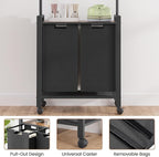Large Laundry Hamper With Hanging Clothes Rack –2-Section Rolling Laundry Basket With Removable Pull-Out Sorting Bags, Wheeled Organizer for Laundry Room, Bathroom & Bedroom（2 Hampers, black）
