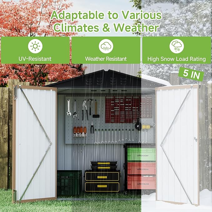 Real Relax 6x4 FT Metal Storage Shed, Outdoor Shed with Reinforced Frame & Heavy Wind/Snow Resistance, Secure Lock, for Backyard/Garden, Stores Tools & Materials, Brown