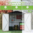 Real Relax 6x4 FT Metal Storage Shed, Outdoor Shed with Reinforced Frame & Heavy Wind/Snow Resistance, Secure Lock, for Backyard/Garden, Stores Tools & Materials, Brown