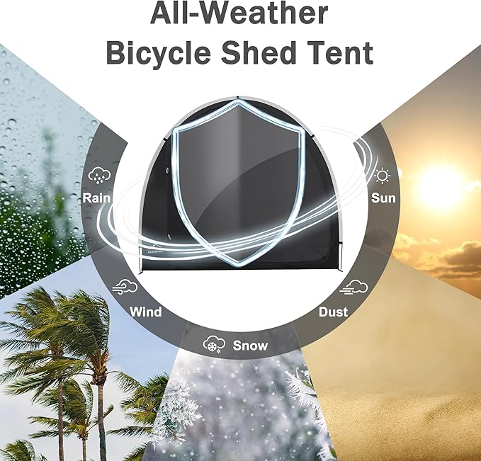 Bike Storage Shed Tent, Waterproof Outdoor Storage Shed for Bicycle, Easy Setup, Portable Storage Tent for Motorcycle,Garden Tools,Lawn Mower