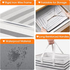 2 Pack Large Laundry Baskets, Laundry Hampers, Freestanding Waterproof Collapsible Clothes Bag with Extended & Reinforced Handles - Clothes Basket for Dorm, Bathroom, Home (Light Grey/75L)