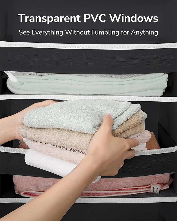 ULG 2Pack-Over The Door Organizer with 6 Large Pockets 12 Side Pockets Door Hanging Organizer Black Door Hanging