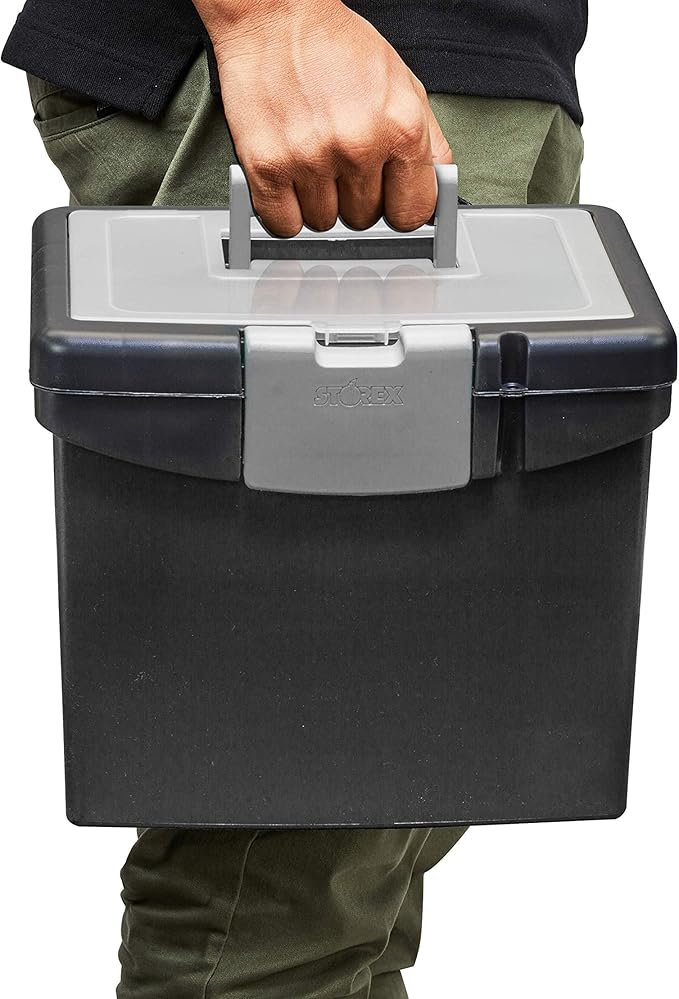 Storex File Storage Box Translucent Storage Lid, Black 1-Pack (61504F01C)