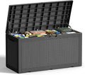 EFU Outdoor Storage Box 100 Gallon Deck Box Resin Outdoor Toy Storage With Lockable Lid, Hydraulic Struts, Rattan Style Package Delivery Boxes for Outside Patio Yard Garden (Black)