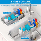 Over The Kitchen Sink Caddy Sponge Holder Organizer Drying Rack Expandable for Sponge Brush Soap Dish Cloth Rag, Stainless Steel (12.25" to 17.25")