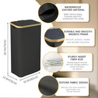 100L Laundry Hamper with Lid,Collapsible Laundry Basket, Dirty Clothes Basket, Storage Case with Bamboo Support - Handles - Removable Inner Bag - 2x Washing Mesh Bags for Bedroom Dorm Bathroom (Black)