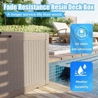 EasyUp 120 Gallon Deck Boxes Waterproof, Outdoor Large Storage Boxes with Lids, Outside Resin Storage Box & Deck Boxes for Patio, Garden Use（Gray）
