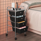Yaheetech 4 Drawers Cart Rolling Storage Organizer Metal Frame Plastic Drawers Trolley Organizer on Wheels, Black