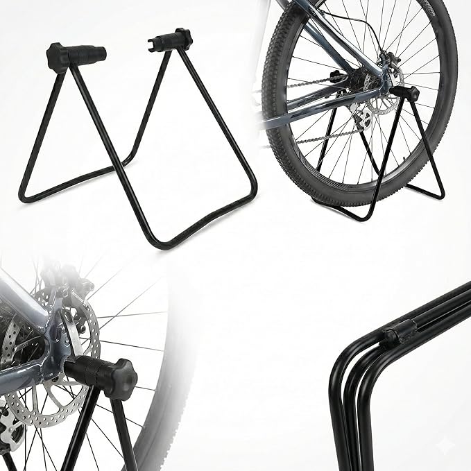 Bike Stand Floor Rack, Portable Bicycle Parking Stand for Road Bike, Mountain Bike & E-Bike, Foldable Steel Indoor Bike Holder