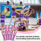Kigeli 30 Pcs Spirit Clips Cheer Pins Cheerleader Gifts Clothes Pins for Backpacks Competition Glittered for Team Cheer Gifts Stuff Supplies Party Favors Accessories Bulk(Pink, Purple,Gradient)