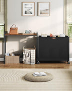 Laundry Sorter, Laundry Hamper with Storage Shelf, Mobile 2-in-1 Basket Organizer, 120 L Rolling Hamper, Large Bags and Movable Wheels, Metal Frame, Rustic Brown and Black TXY01BF