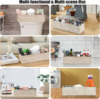 Seagrass Shelf Basket with Dividers, Rectangular Woven Storage Baskets for Organizing, Decorative Wicker Narrow Basket Tray with 3 Sections for Shelves, Toilet Tank, Bathroom Counter