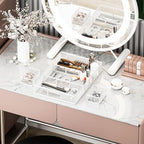 Marbrasse 3 Packs White Desk Drawer Organizers,Drawer Organizer Tray with 9 Adjustable Compartments,Junk Drawer for Makeup & Vanity, Office Desk Supplies and Accessories（White）