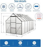 6X12FT Greenhouse for Outdoor, Polycarbonate Greenhouse with Raised Base and Anchor, Heavy-Duty Walk-in Green House with Adjustable Roof Vent and Gutter System for Patio,Backyard (Black, 6x12 FT)
