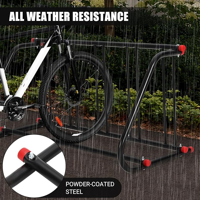 GAOMON Commercial Grid Bike Rack Stand, 5 Holders Capacity Heavy Duty Metal Floor Bike Stand Outdoor Bicycle Rack for Garage School Outdoor Parking Bike Shop, Single Sided