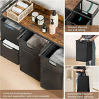 Laundry Sorter with 4 Section, 150L Laundry Hamper with Wheels, Laundry Basket with Small Side Pockets and Pull-Out Removable Liners,for Laundry Room Bedroom Bathroom