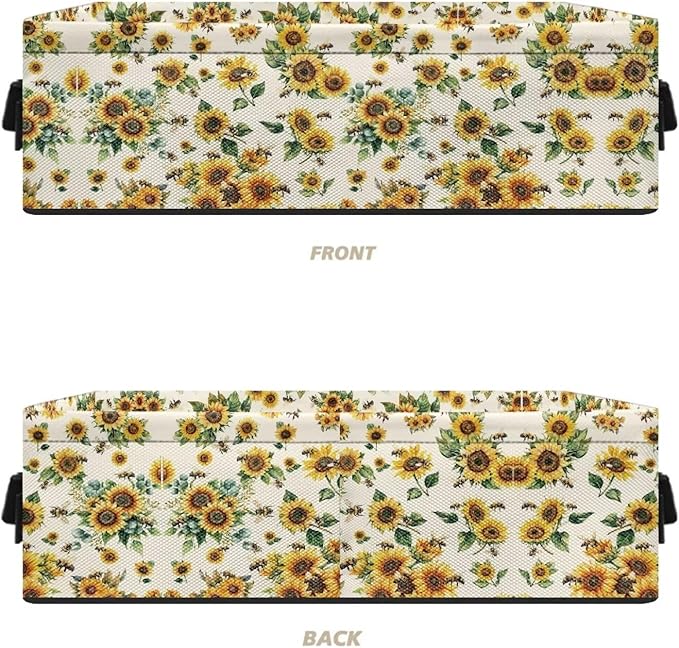 Multi-purpose Storage Basket Small Storage Bins Collapsible Rectangular Toilet Paper Basket Organizer for Bathroom Bedroom Kitchen Office Organization, Sunflower Bee