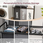 3-Compartment Laundry Cart with Lockable Wheels & Lid 180L Large Wheeled Laundry Basket Heavy-Duty Sorting Organizer for Laundry Room (Multicolor)