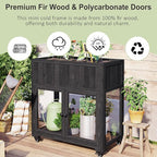 GOWE TOPMAX Patio 35.4''x17.7''x37.4'' Mini Wood Cold Frame, Compact 2 Doors Garden Greenhouse with Wheels, Raised Bed with Liner for Indoor Outdoor Use, Black