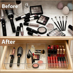 7Pack Desk Drawer Organizers, 6"*9" makeup acrylic drawer organizer trays for vanity, bathroom, office, nightstand, junk for kitchen drawer, Versatile plastic drawer divider storage bins