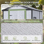 4 x 6 FT Resin Outdoor Storage Shed, All-Weather Plastic Garden Shed with Floor, Lockable Doors & Windows, Plastic Tool Shed for Poolside, Patio, Backyard