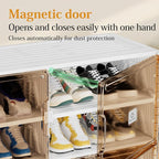 Foldable Shoe Rack Organizer for Entryway with Clear Magnetic Doors - Large Capacity Shoe Cabinet for Boots, Sneakers & All Shoes, Easy Assembly, White 10-Tier 40 Pairs